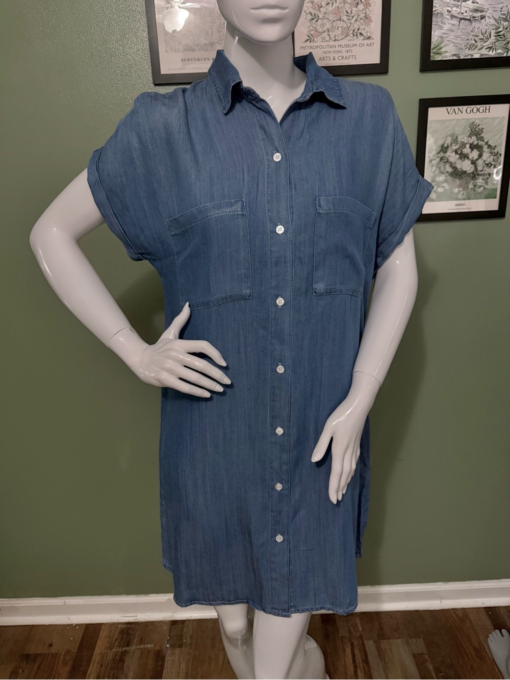 Zilcremo Women's Denim Shirt Dress. Size L NWT